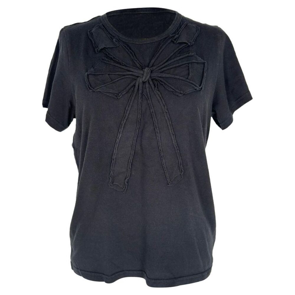 Marc Jacobs Bow-Detailed T-Shirt in Black Cotton
